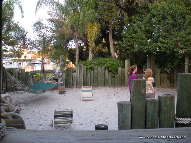 Caribbean Cay hammocks and seating area